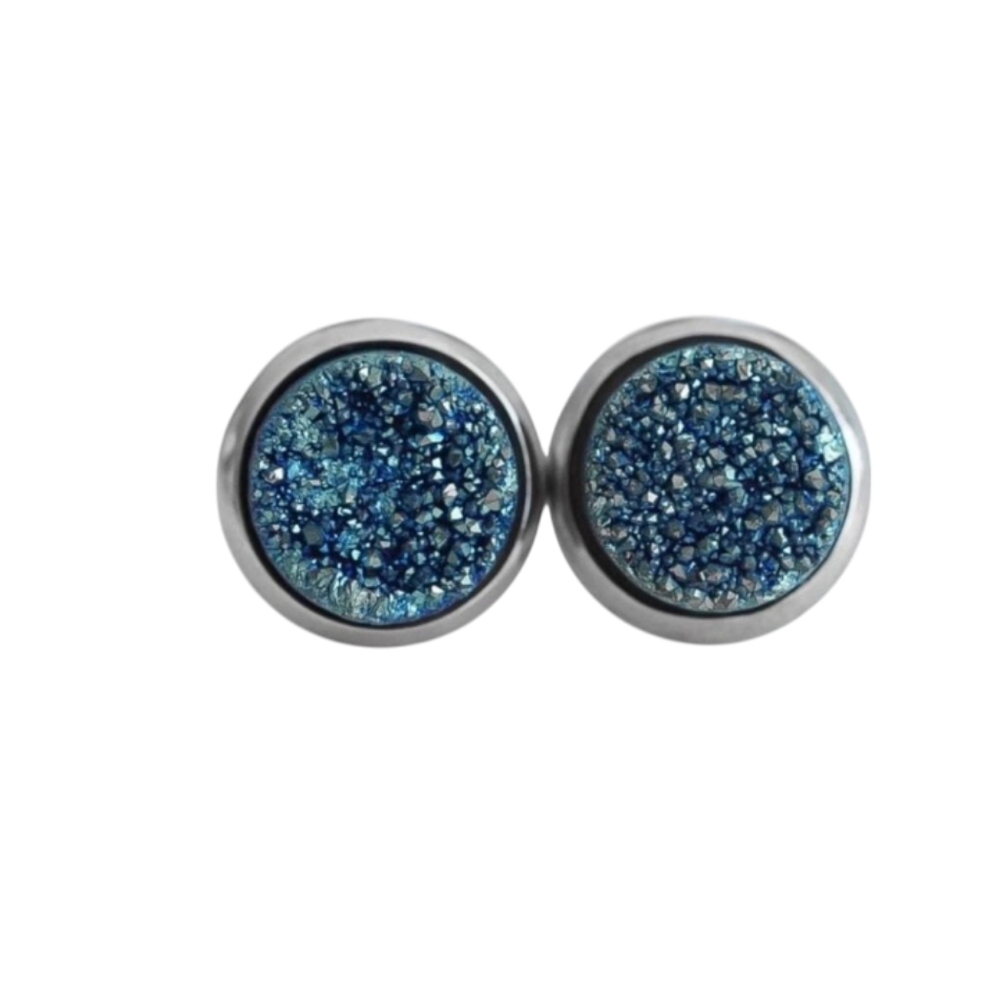 Kinsley Armelle Venus Cosmic Blue Druzy Quartz Stud Earrings